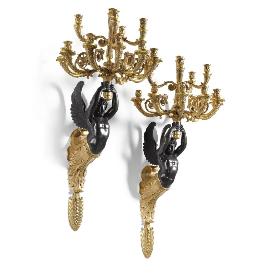 Les Ailes Noires – Empire-stijl Wandkandelaren