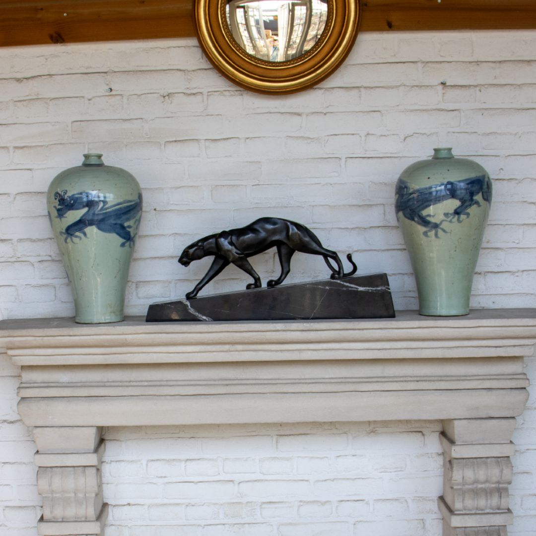 Sneaking Panther - Art Deco Bronze Sculpture