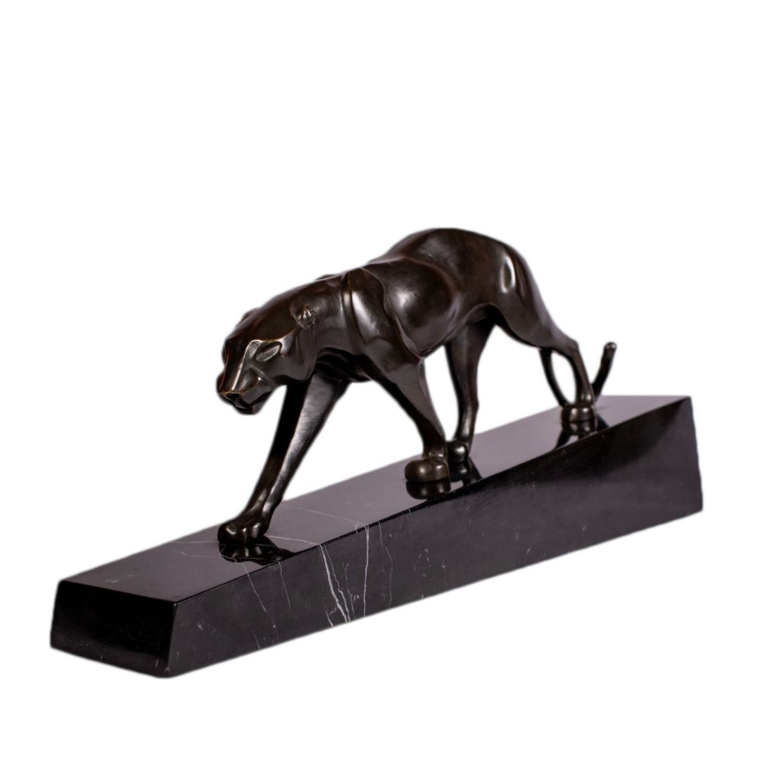 Sneaking Panther - Art Deco Bronze Sculpture