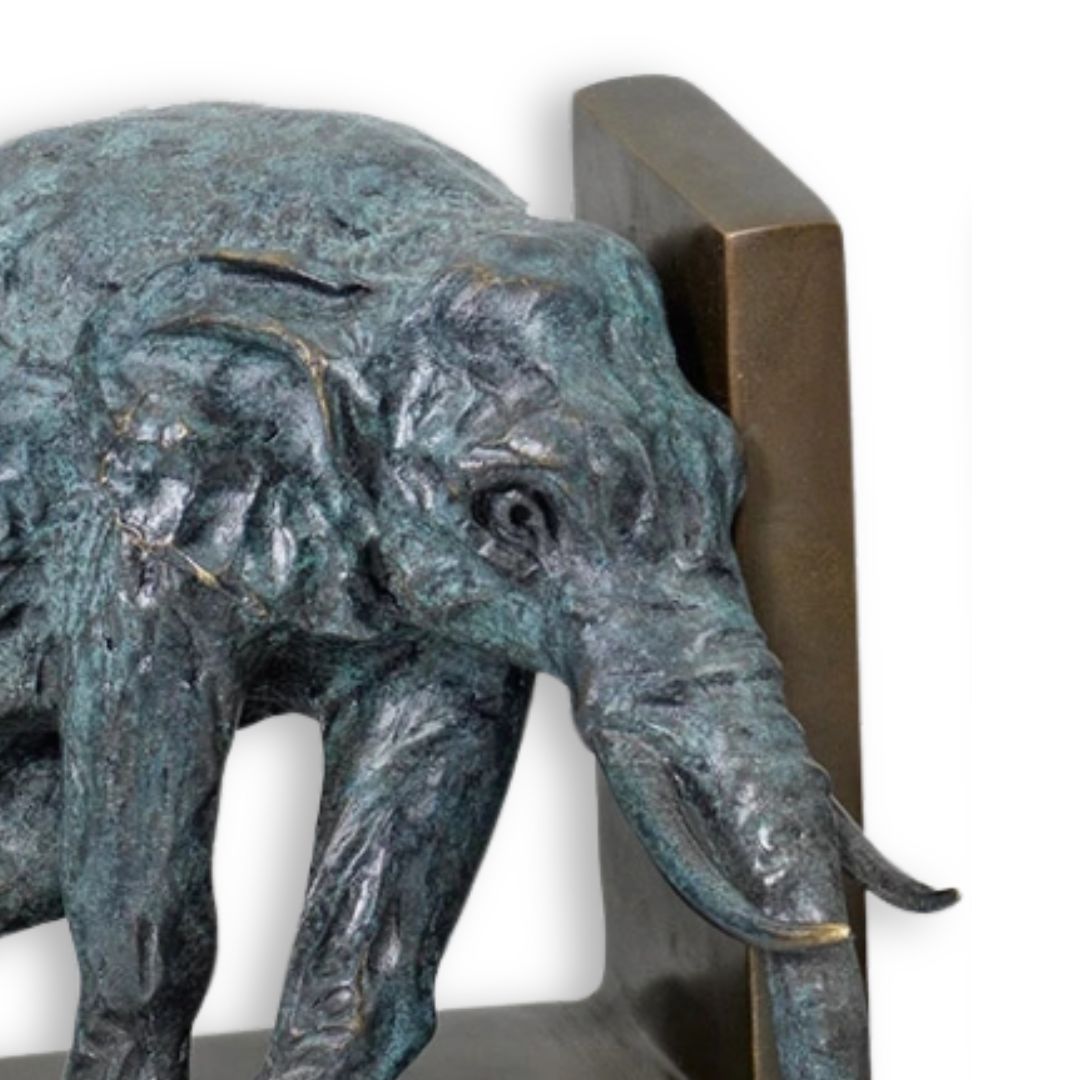 Bronze Elephant Bookends - set