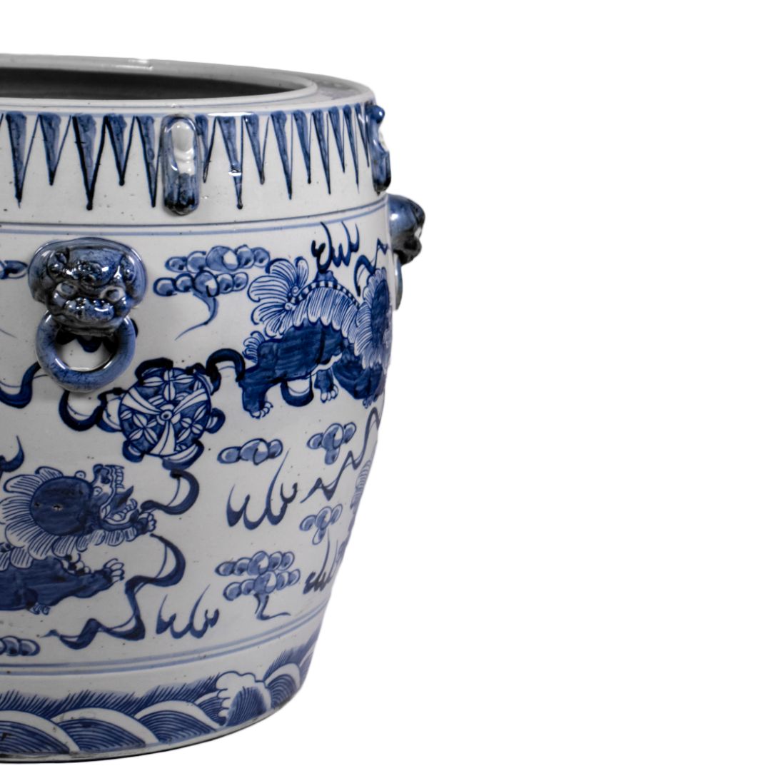 Chinesischer Porzellan-Fishbowl – Fu-Hunde