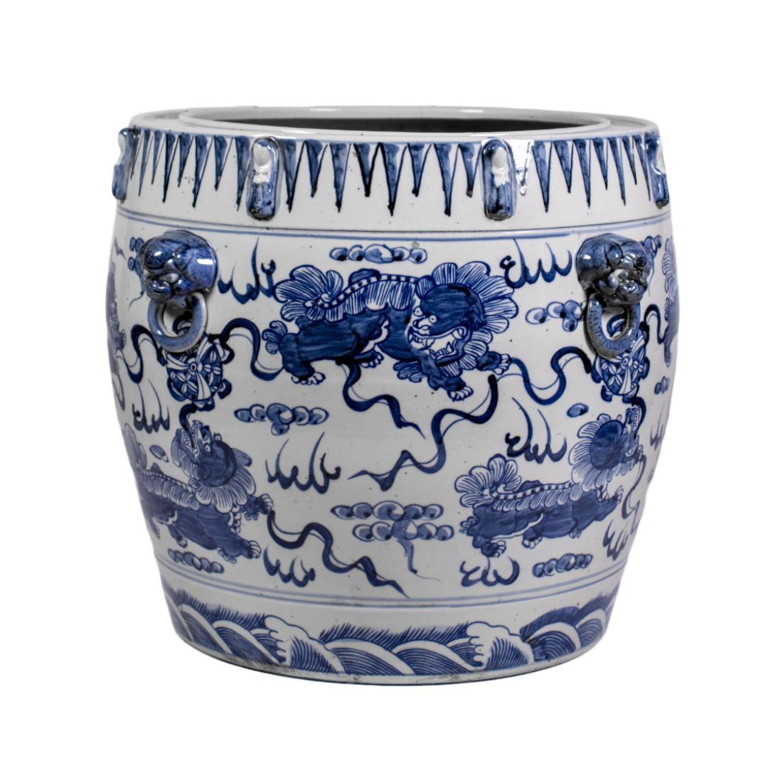 Chinesischer Porzellan-Fishbowl – Fu-Hunde