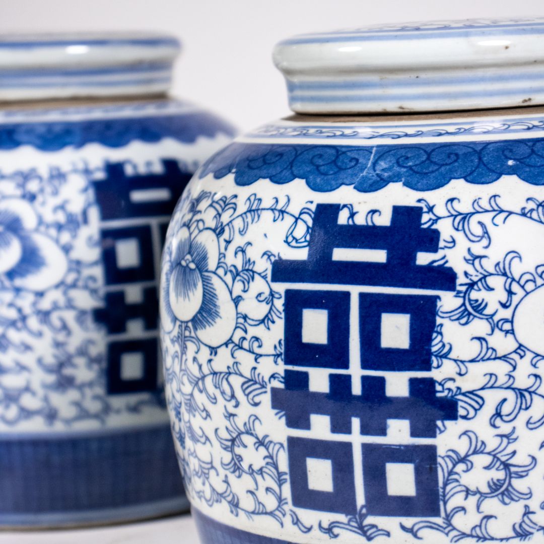 Ingwertopf – Double Happiness – Blau-Weiß
