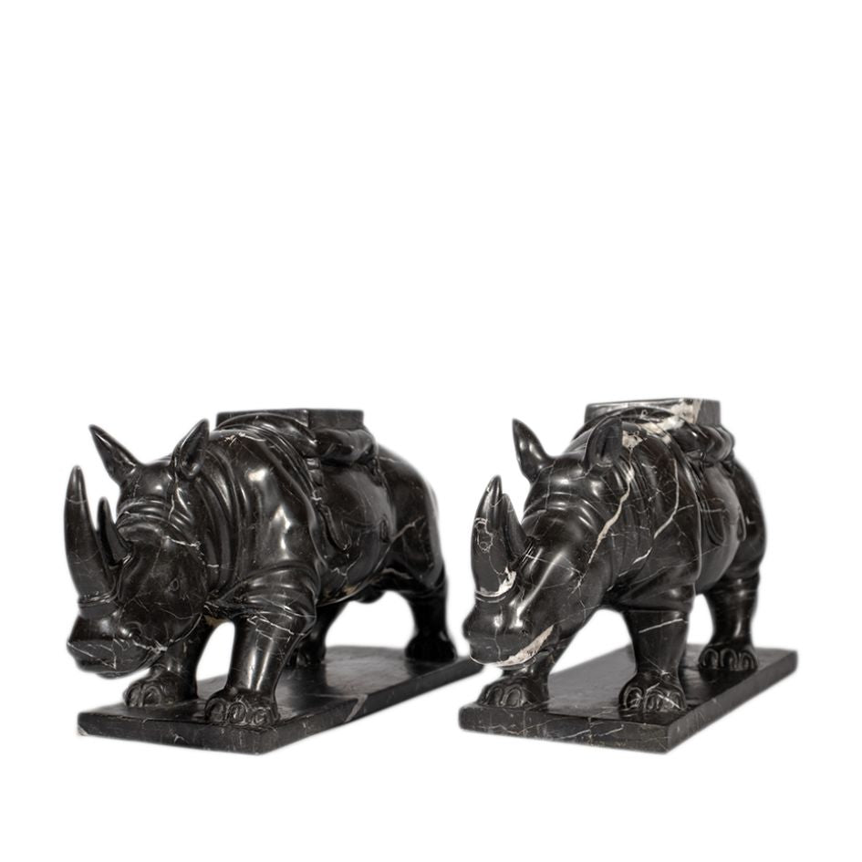 Black Marble Rhinos - pair