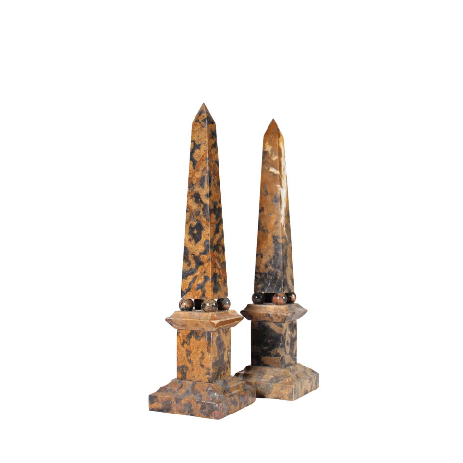 Marble Obelisks Brown - Pair