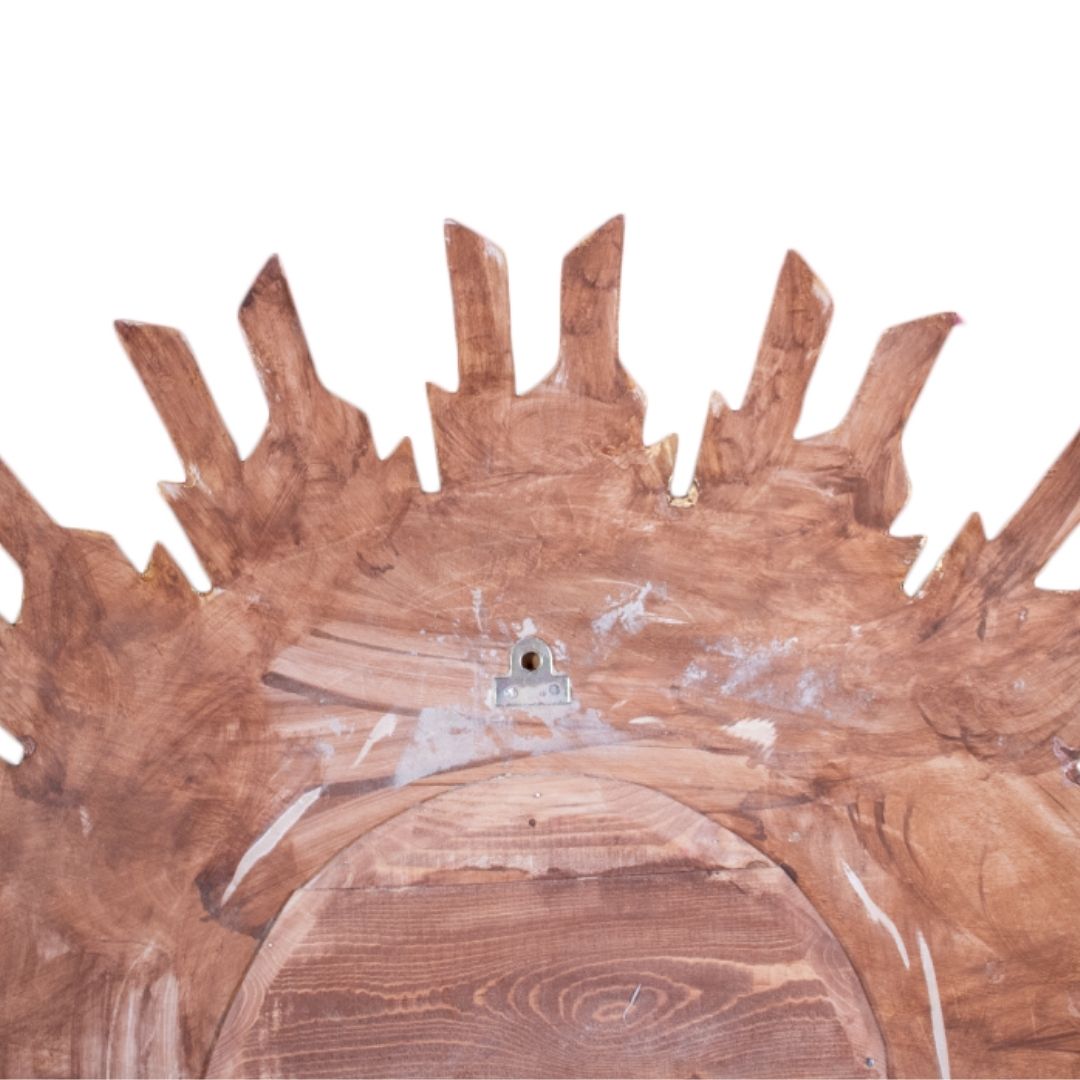 Backside of gold sunburst mirror – soleil-style decorative wall mirror