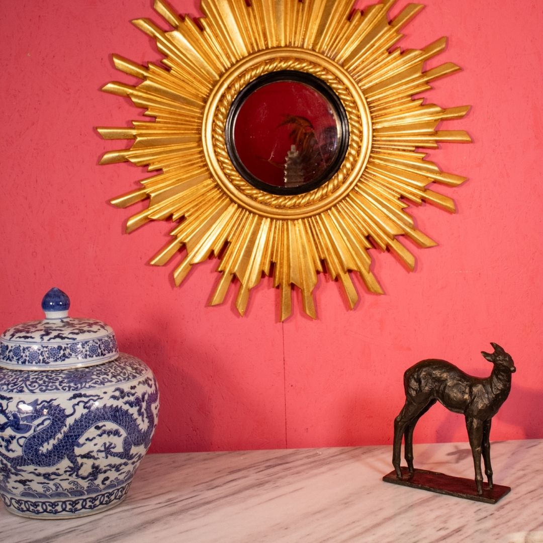 Gold sunburst mirror – soleil-style decorative wall mirror lifestyle photo