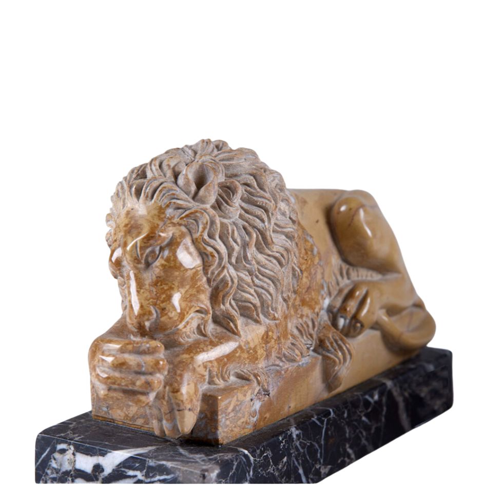 Marble Reclining Lions - pair