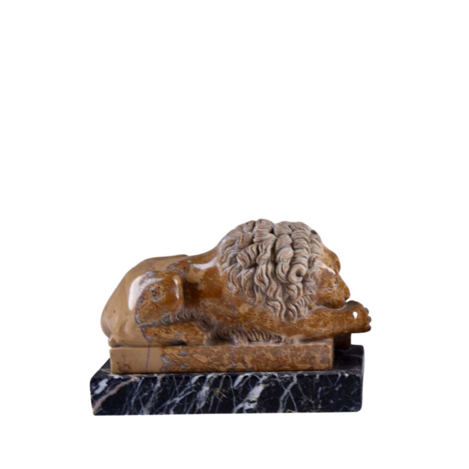 Marble Reclining Lions - pair