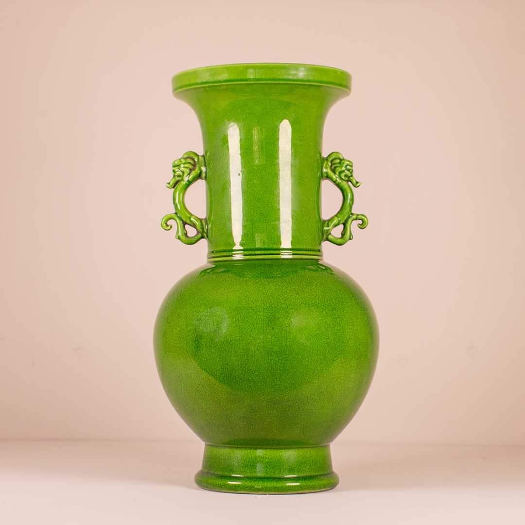 Chinese Groene Glazuur Drakenoor Vaas