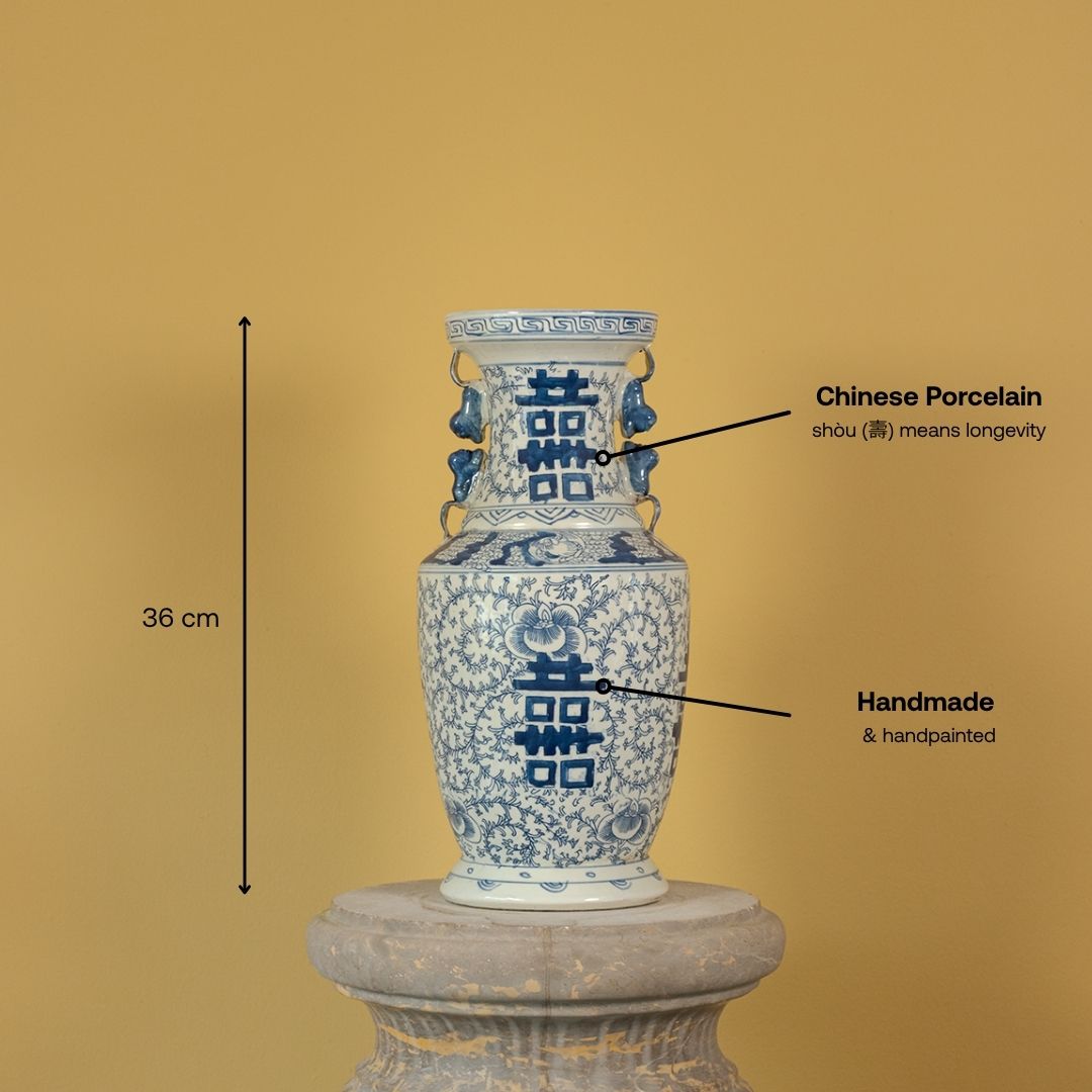 Chinesische Balustervasen 'Longevity' – Paar