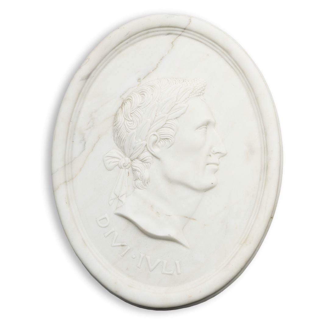 Roman style marble medallions - pair