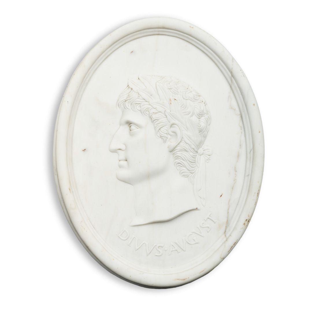 Roman style marble medallions - pair