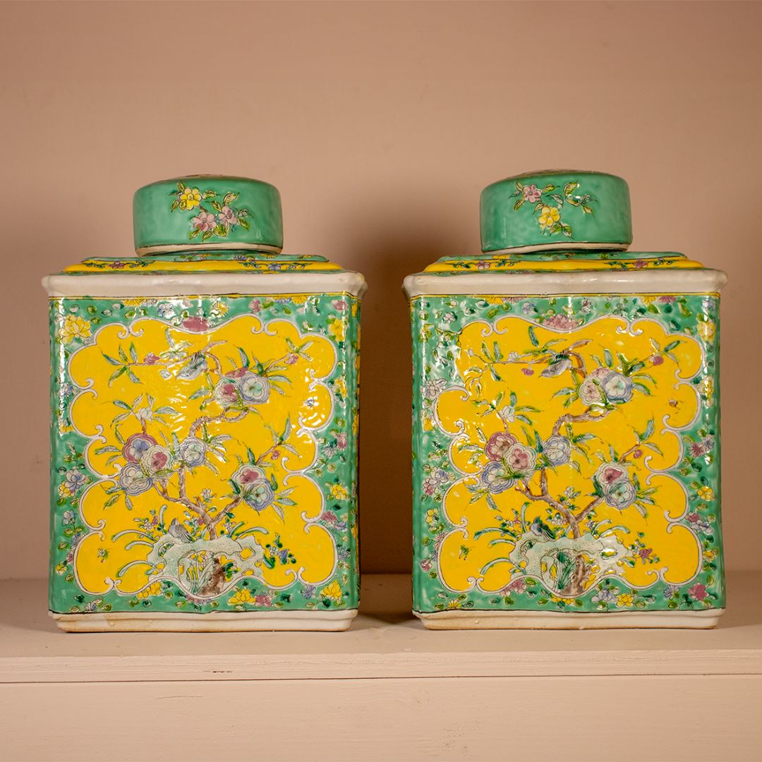 Boîtes à Thé Pastel au Motif Floral – Porcelaine Chinoise