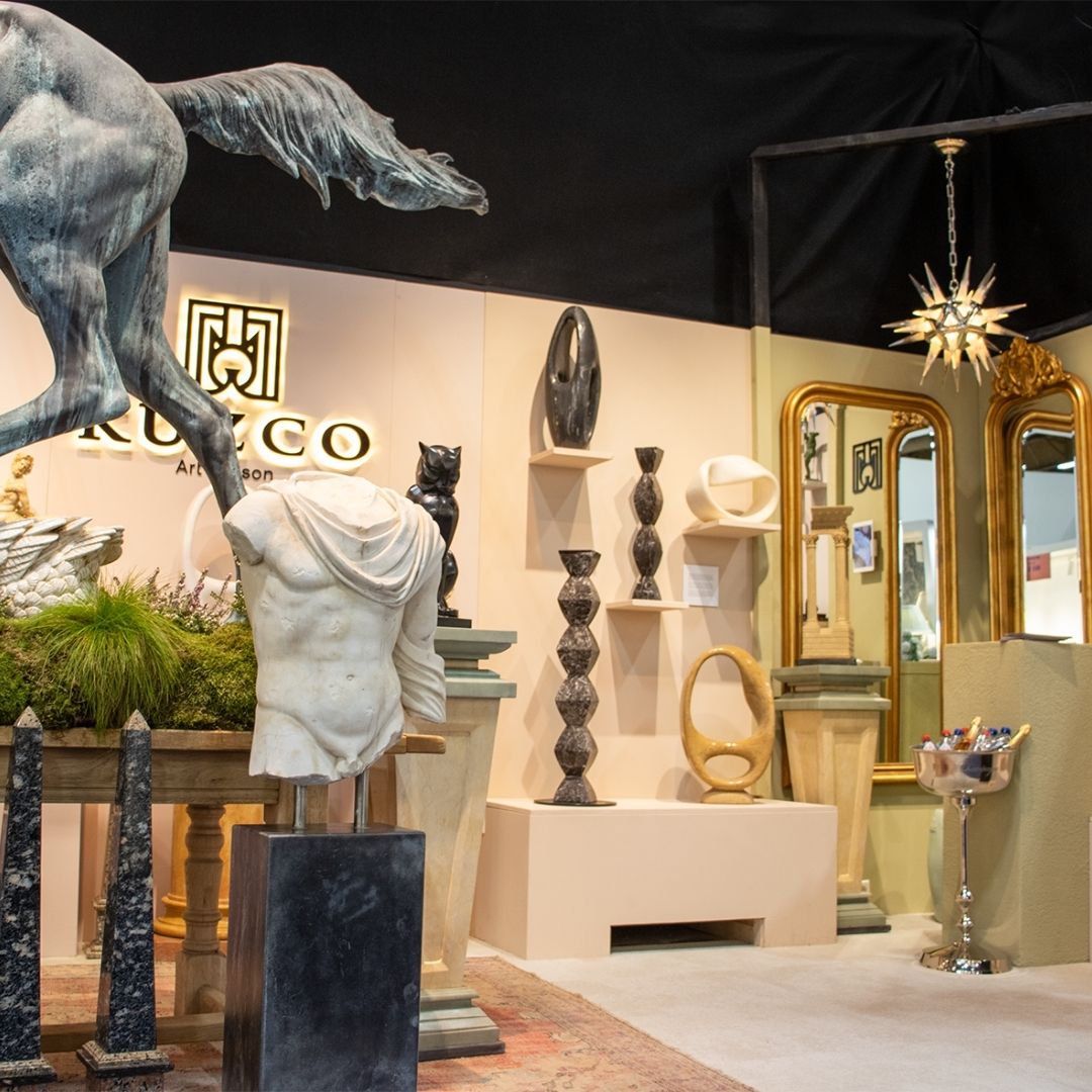 Marmeren Zuil Sculptuur - Set van 2