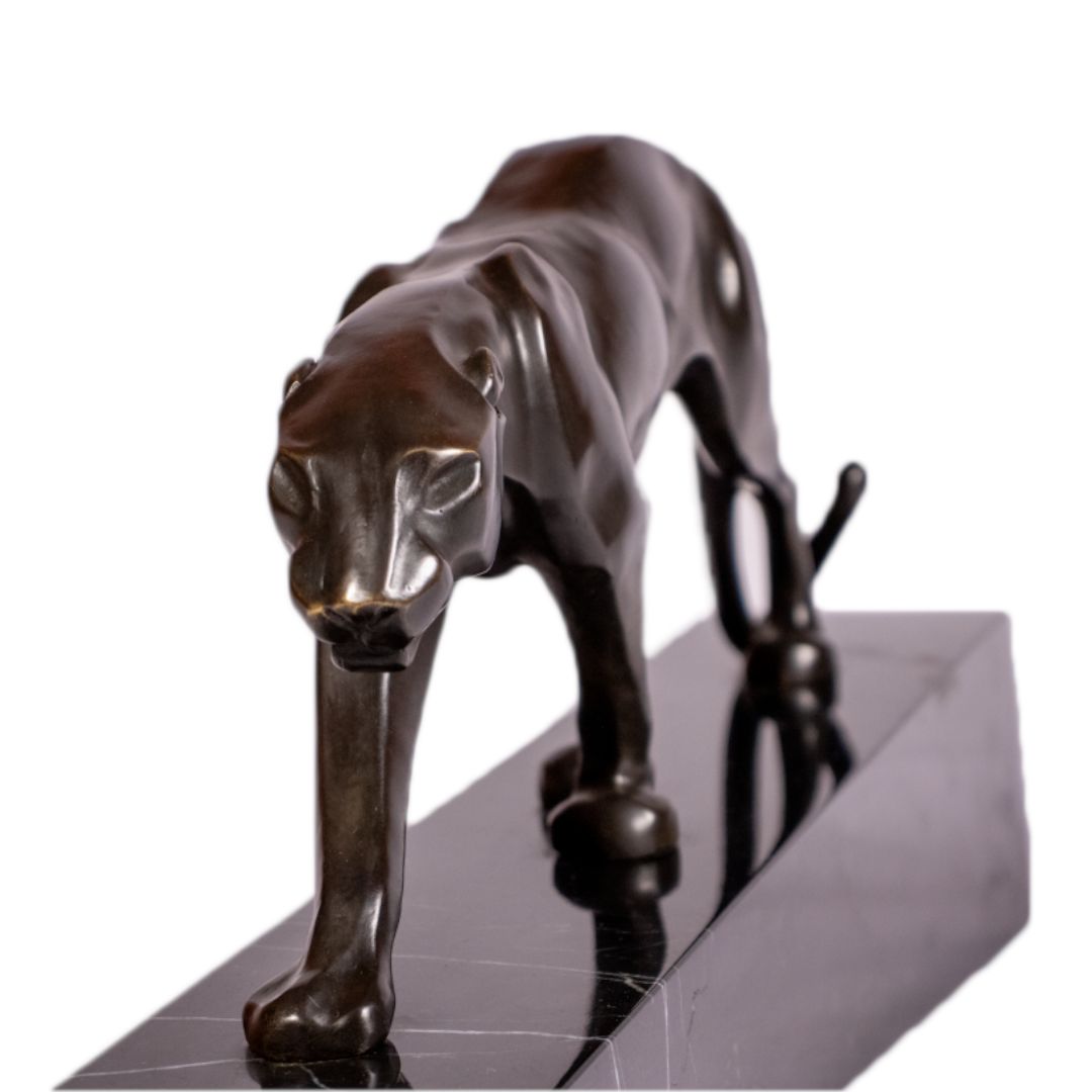 Sneaking Panther - Art Deco Bronze Sculpture