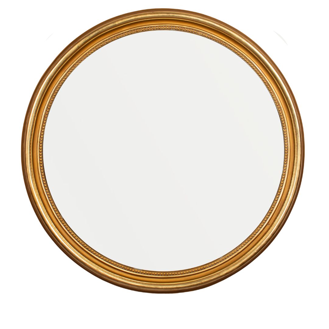 Goldener Butler-Spiegel rund – Cécile, Ø 100 cm, Blattgold