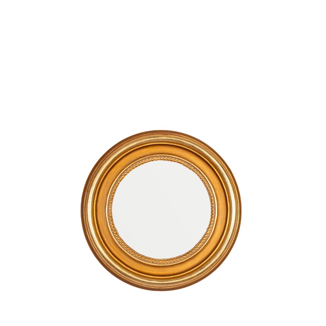 Goldener Butler-Spiegel rund – Cécile, Ø 45 cm, Blattgold