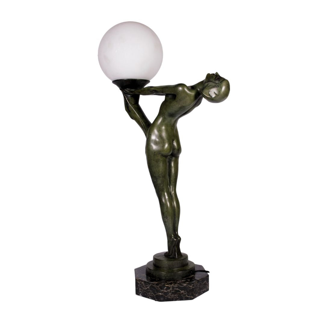 Art Deco Tafel Lamp - Bronzen Vrouw
