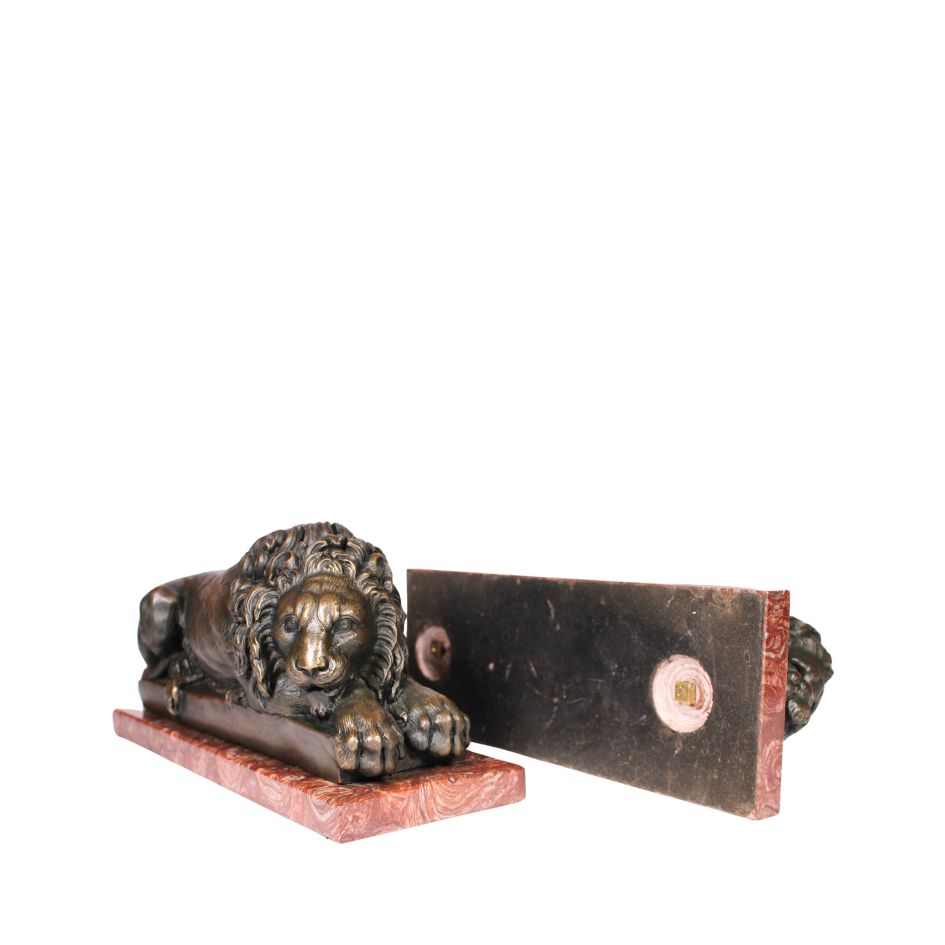 Bronze Lions Reclining - Pair