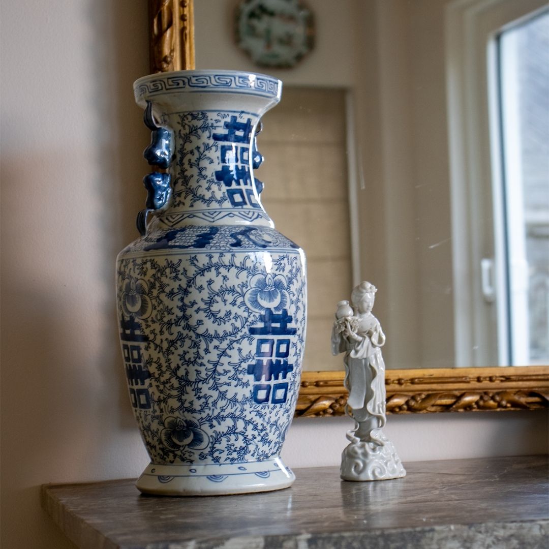 Chinesische Balustervasen 'Longevity' – Paar