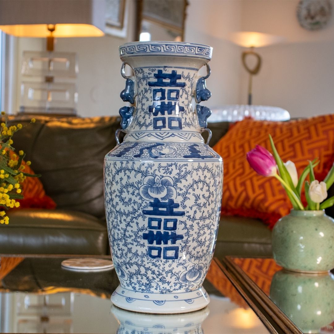 Chinesische Balustervasen 'Longevity' – Paar