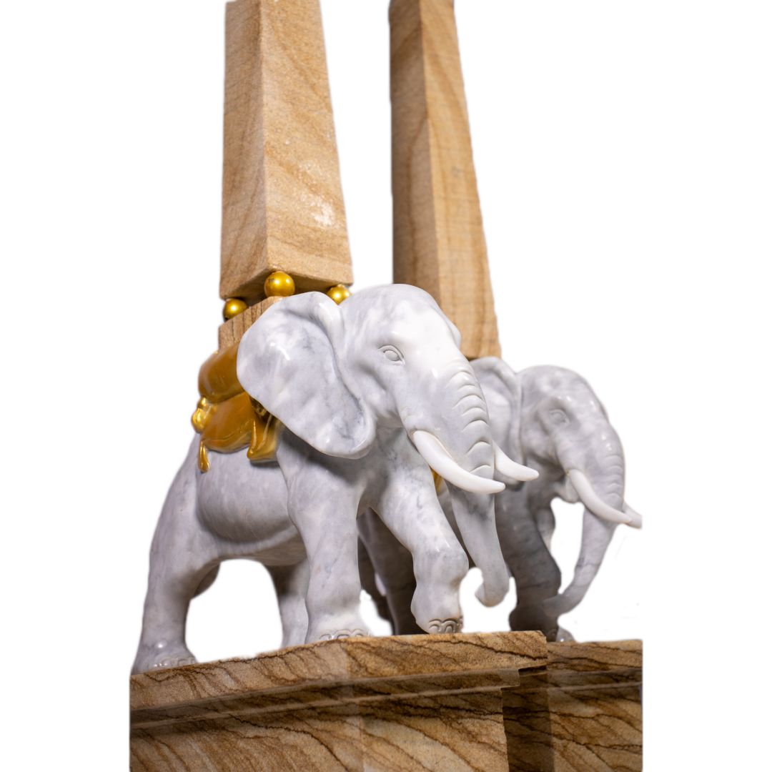 Elephants with Obelisk - Pair